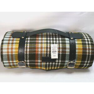 Talbots Plaid Roll-Up Blanket with Black Straps